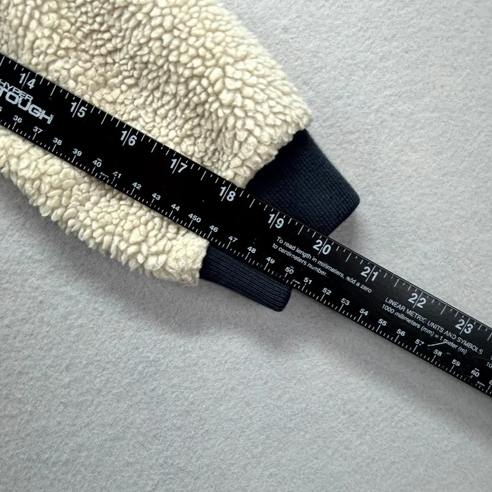L.L. Bean Sherpa Fleece‎ Long Coat Boys Kids S4 Beige Outerwear Hooded Full Zip
